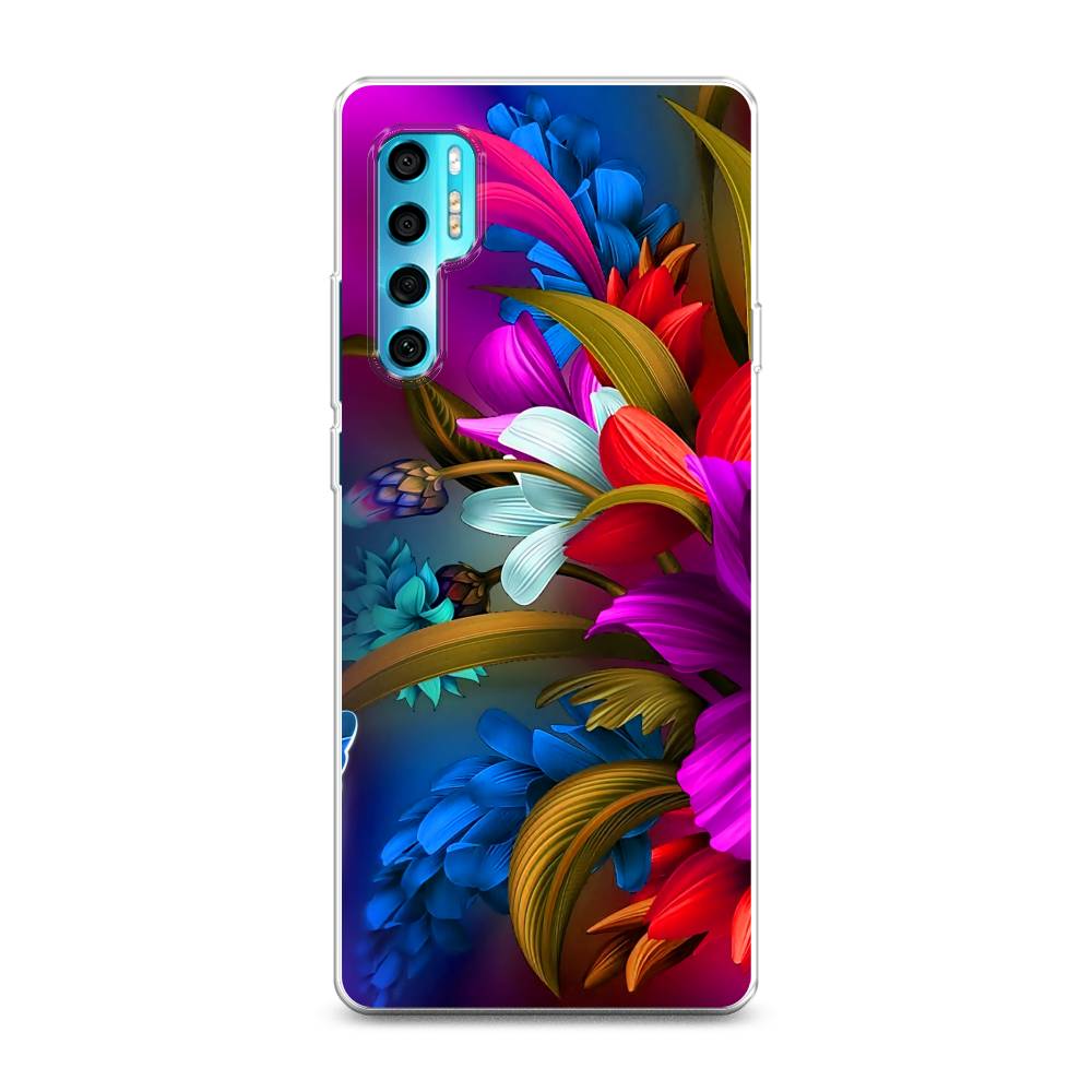 

Чехол на TCL 20 Pro 5G "Фантастические цветы", Фиолетовый;красный;синий, 290850-2