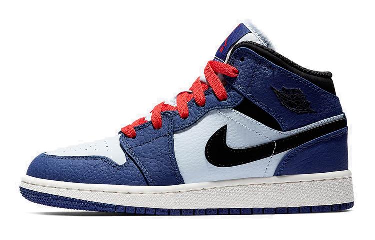 

Кеды унисекс Jordan Air Jordan 1 Mid SE GS синие 38 EU, Синий, Air Jordan 1 Mid SE GS