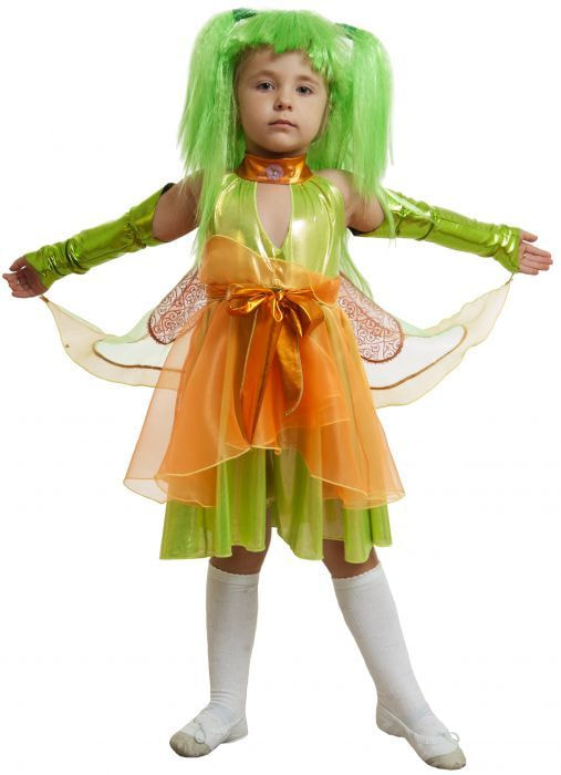 фото Костюм карнавальный элит классик фея стрекоза зелёная для девочки р.34 (134 см)