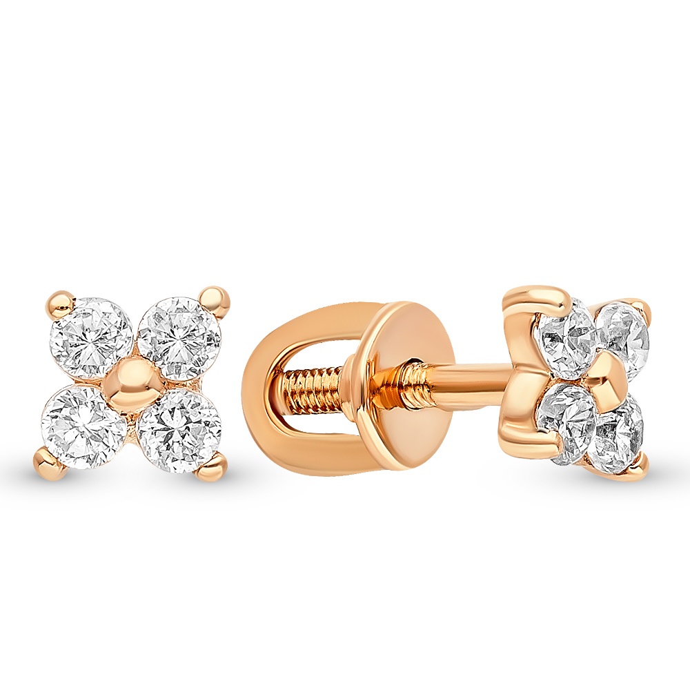 

Серьги из красного золота с фианитом 585Gold 302006236, 302006236