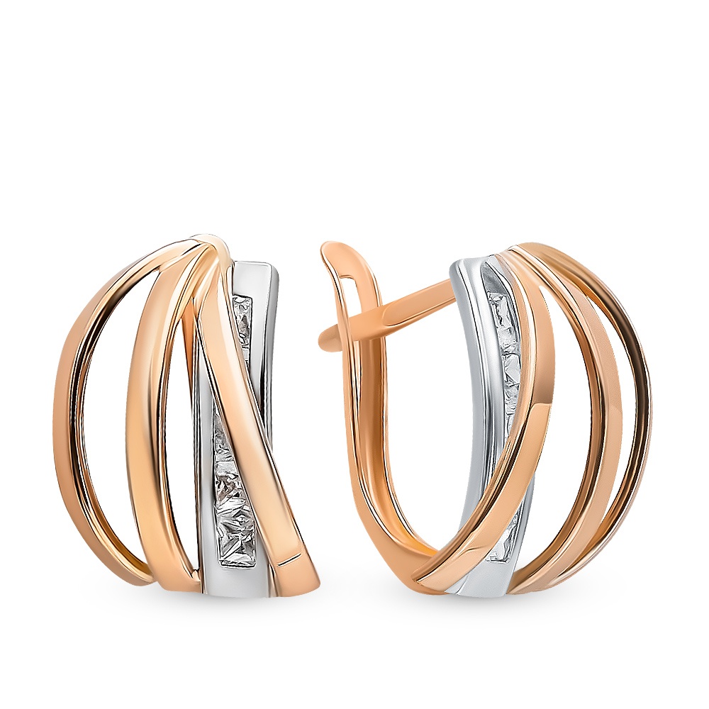 

Серьги из комбинированного золоа 585Gold 302005886, фианит, 302005886