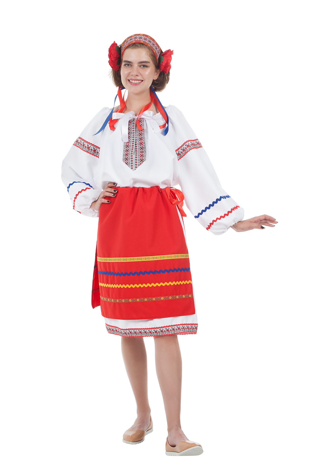 

Костюм карнавальный женский Украинка Птица Феникс P0266 красный; белый 42-48 RU, P0266