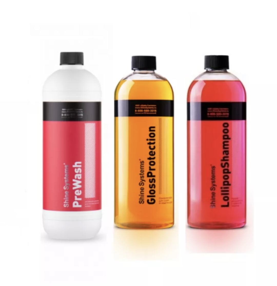 

Набор Shine Systems Kit для мойки, Prewash + Glossprotection+ Lollipopshampoo