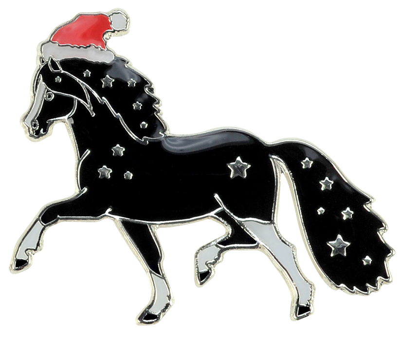 Значок HappyROSS Новогодняя лошадь, черный, 26х21мм