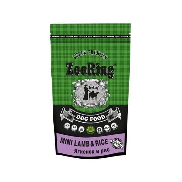 Сухой корм для собак ZooRing Mini Lamb&Rice, мелких и средних пород, ягненок и рис, 700 г