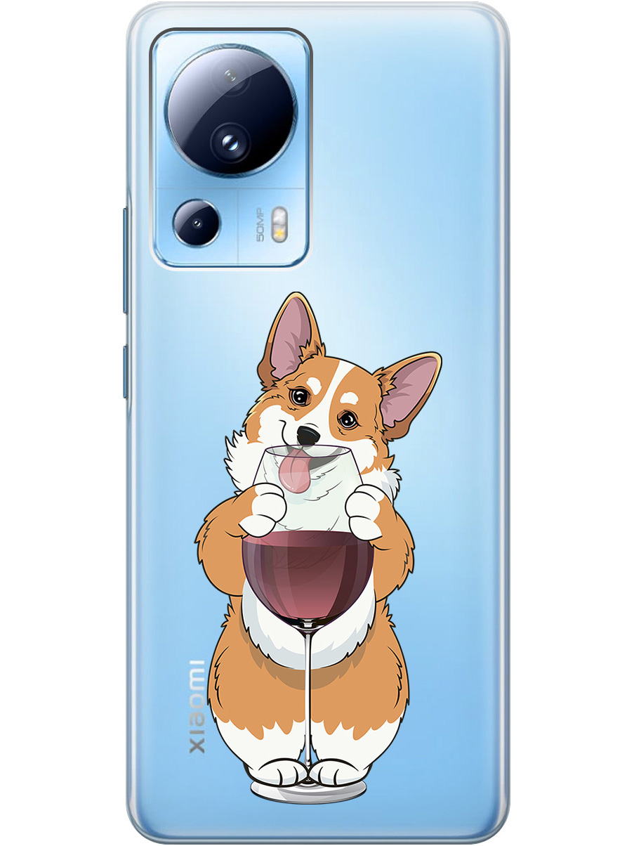 

Силиконовый чехол на Xiaomi 13 Lite с принтом "Корги и бокал" прозрачный, Прозрачный;белый;бордовый, 768741261