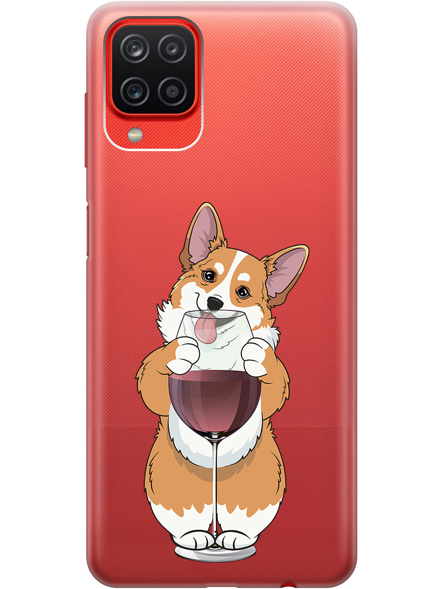 

Силиконовый чехол на Samsung Galaxy A12 / M12 с принтом "Корги и бокал" прозрачный, Прозрачный;белый;бордовый, 723602861
