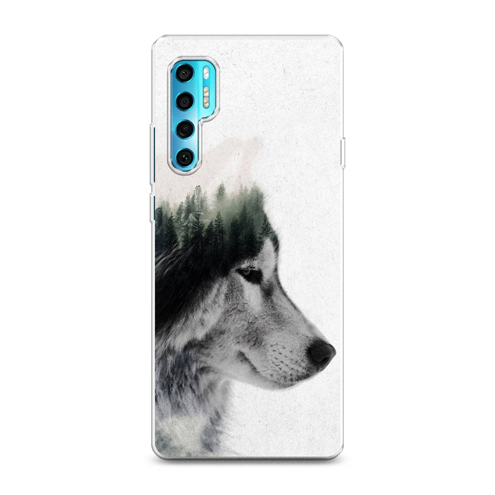 

Чехол на TCL 20 Pro 5G "Волк лес", Серый;белый, 290850-1