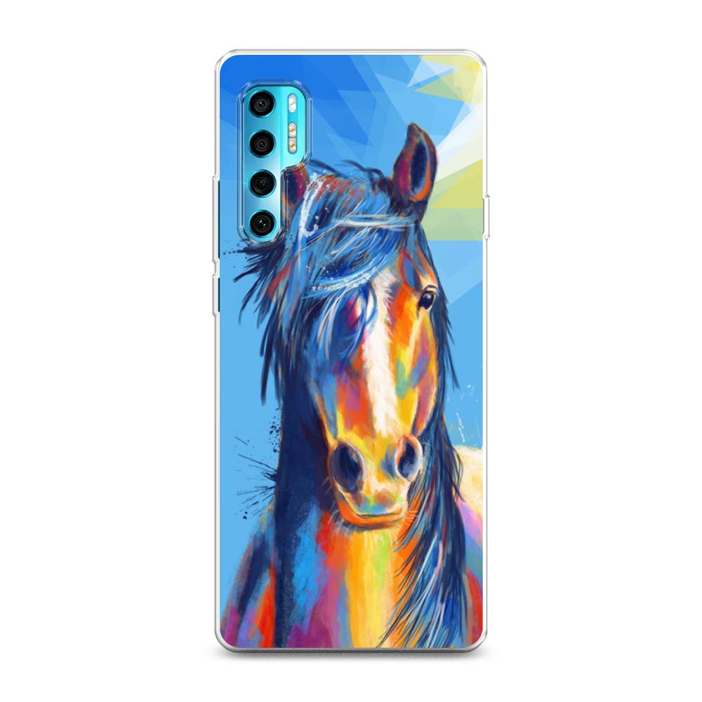 

Чехол на TCL 20 Pro 5G "Лошадь арт 3", Голубой;желтый;синий, 290850-1