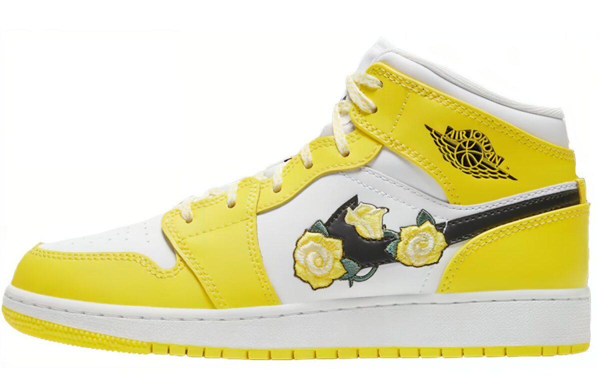 

Кеды унисекс Jordan Air Jordan 1 Mid SE GS желтые 36 EU, Желтый, Air Jordan 1 Mid SE GS