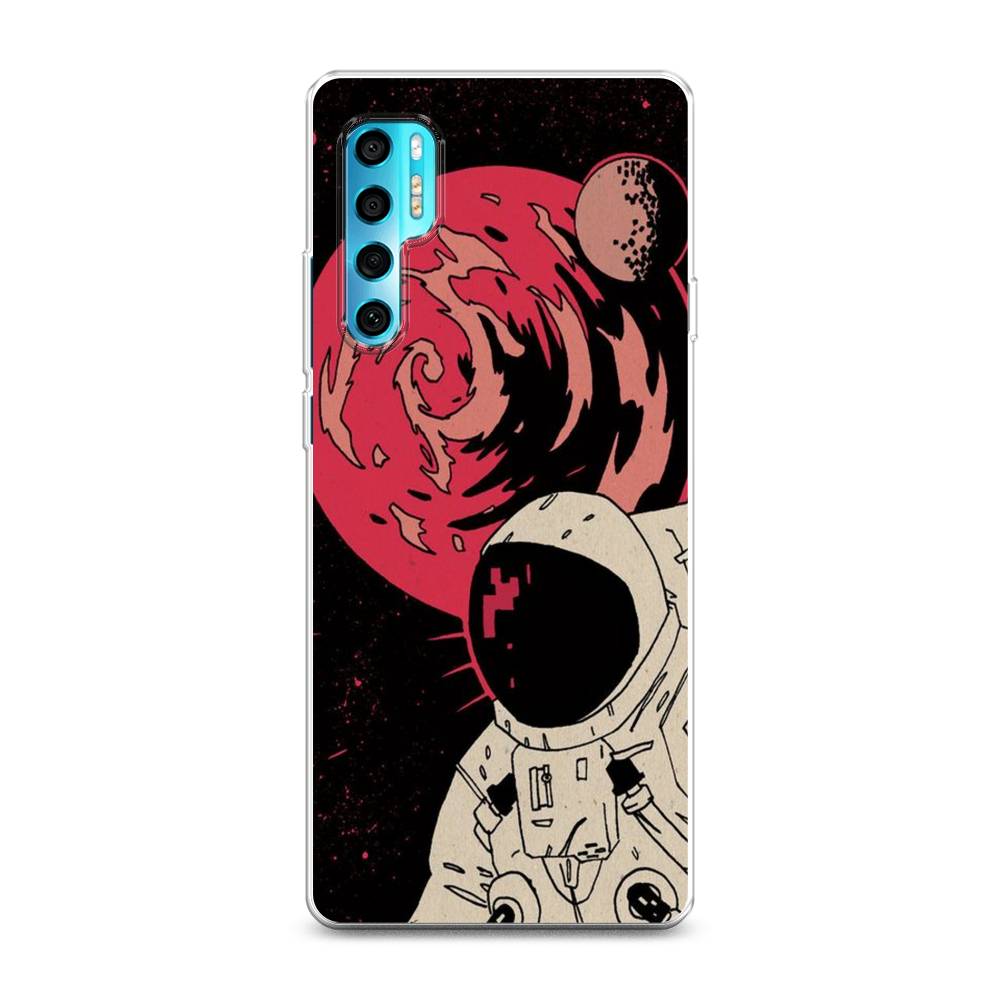 

Чехол на TCL 20 Pro 5G "Космонавт возле Марса", Черный;красный, 290850-2