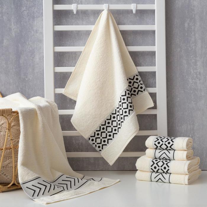 

Полотенце махровое Этель «Орнамент», молочное 50х90 см, 100% хл, 370гр/м2, Марокко