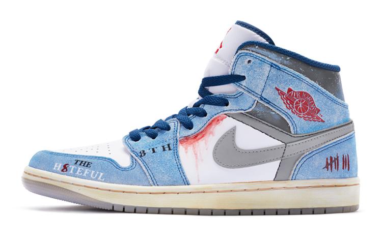 

Кеды унисекс Jordan Air Jordan 1 Mid SE GS голубые 38 EU, Голубой, Air Jordan 1 Mid SE GS