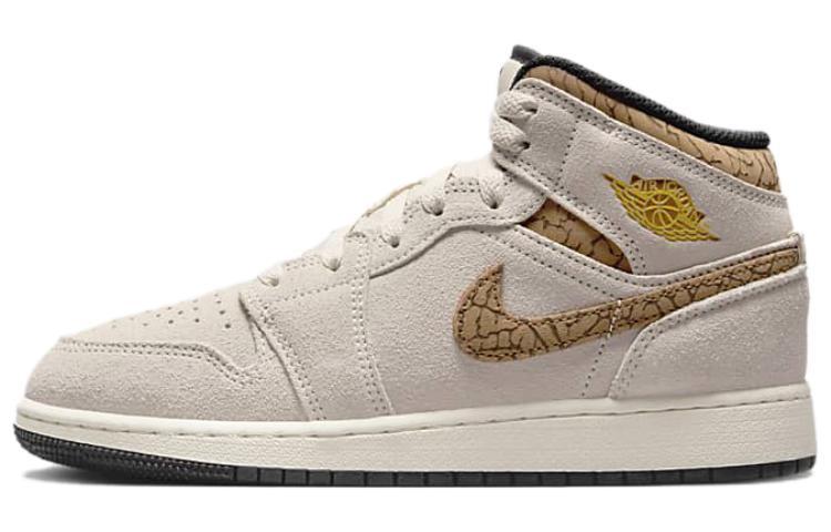 

Кеды унисекс Jordan Air Jordan 1 Mid SE GS бежевые 35.5 EU, Бежевый, Air Jordan 1 Mid SE GS