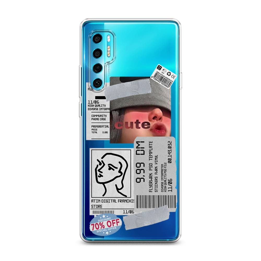 

Чехол на TCL 20 Pro 5G "Cute girl collage", Розовый;серый;голубой, 290850-6
