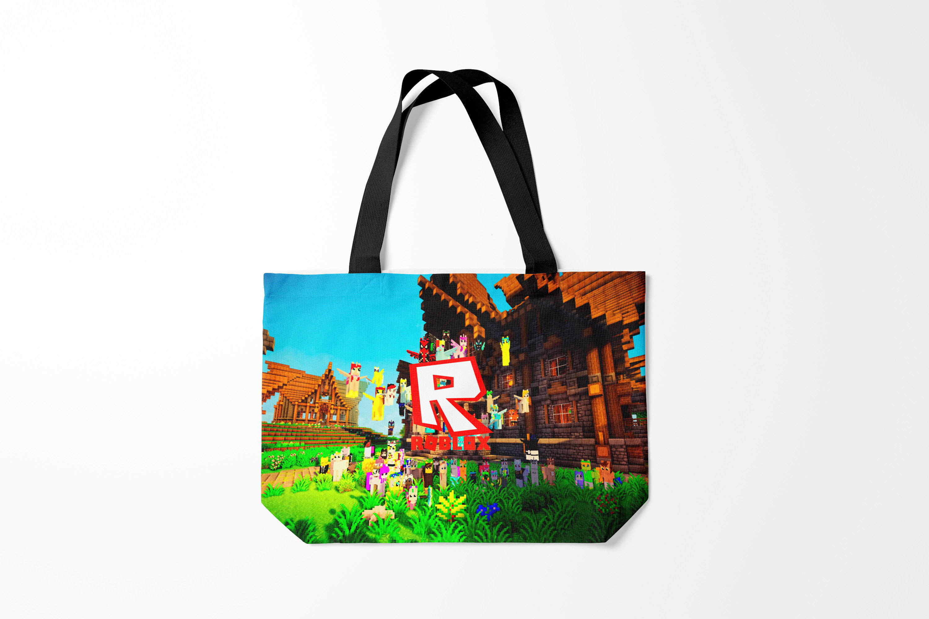 

Сумка шoппер унисекс Burnettie Roblox, голубой; зеленый, Roblox