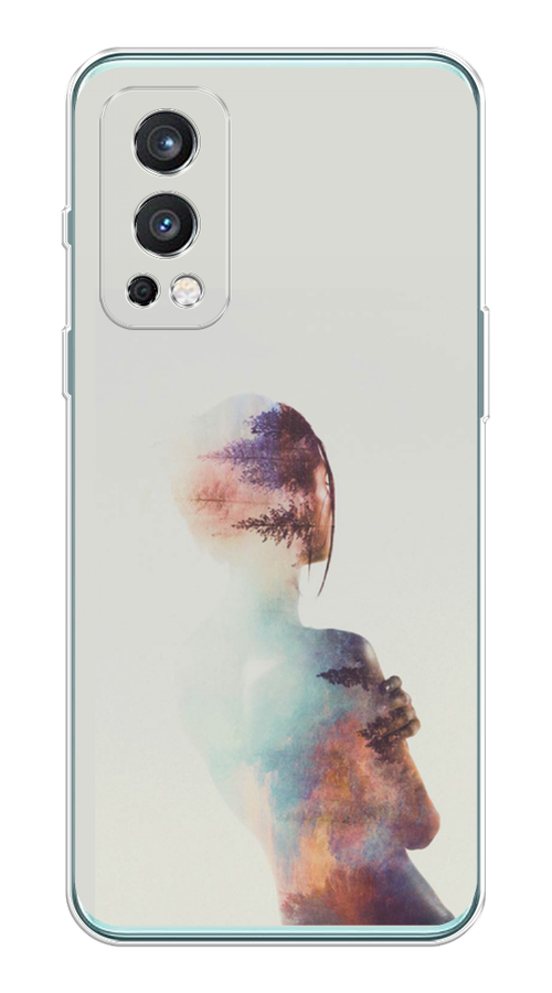 

Чехол на OnePlus Nord 2 5G "Девушка-лес", Розовый;голубой;серый, 151750-1