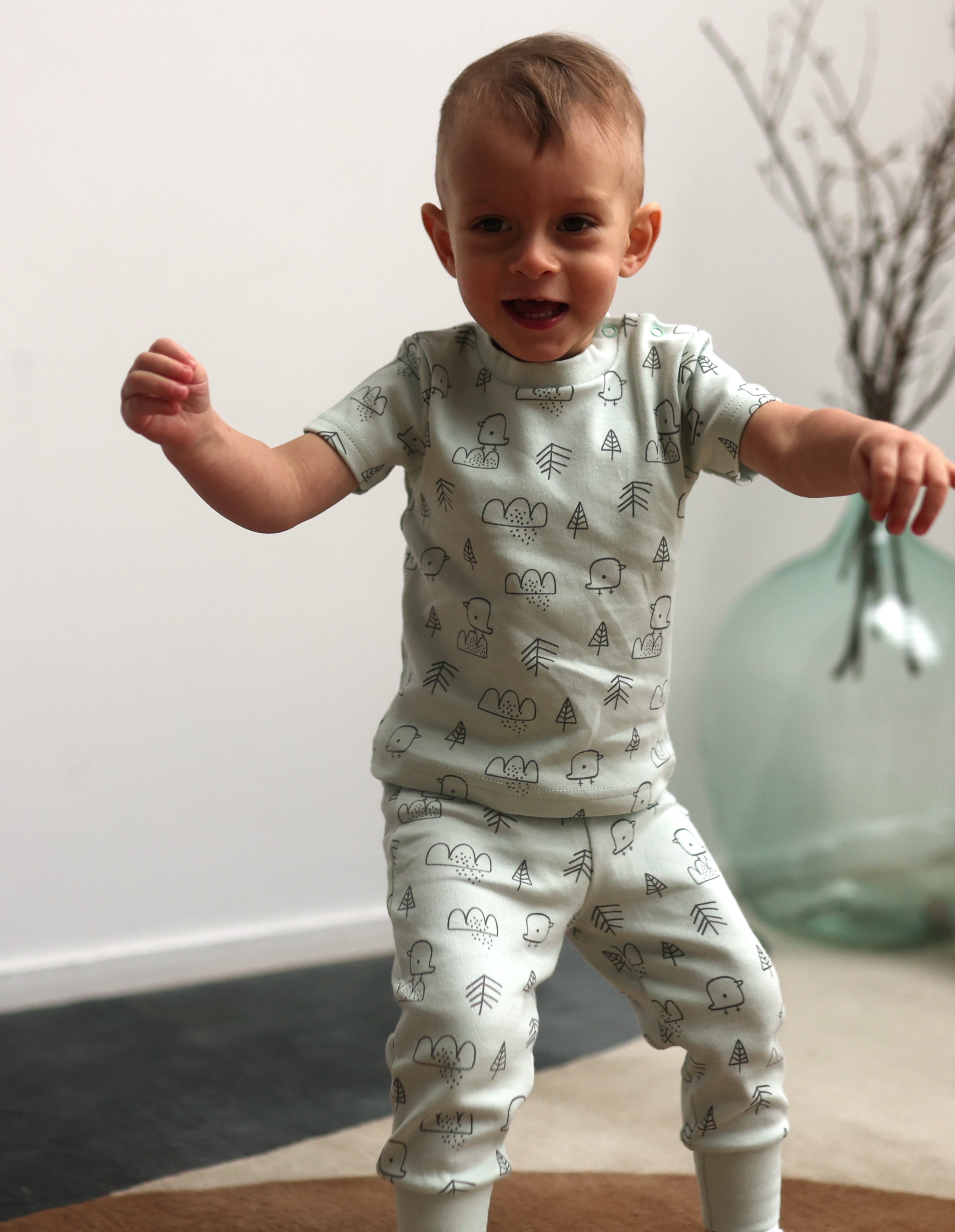 Футболка со штанишками MowBaby  Birds  Blue 2-82 р.80