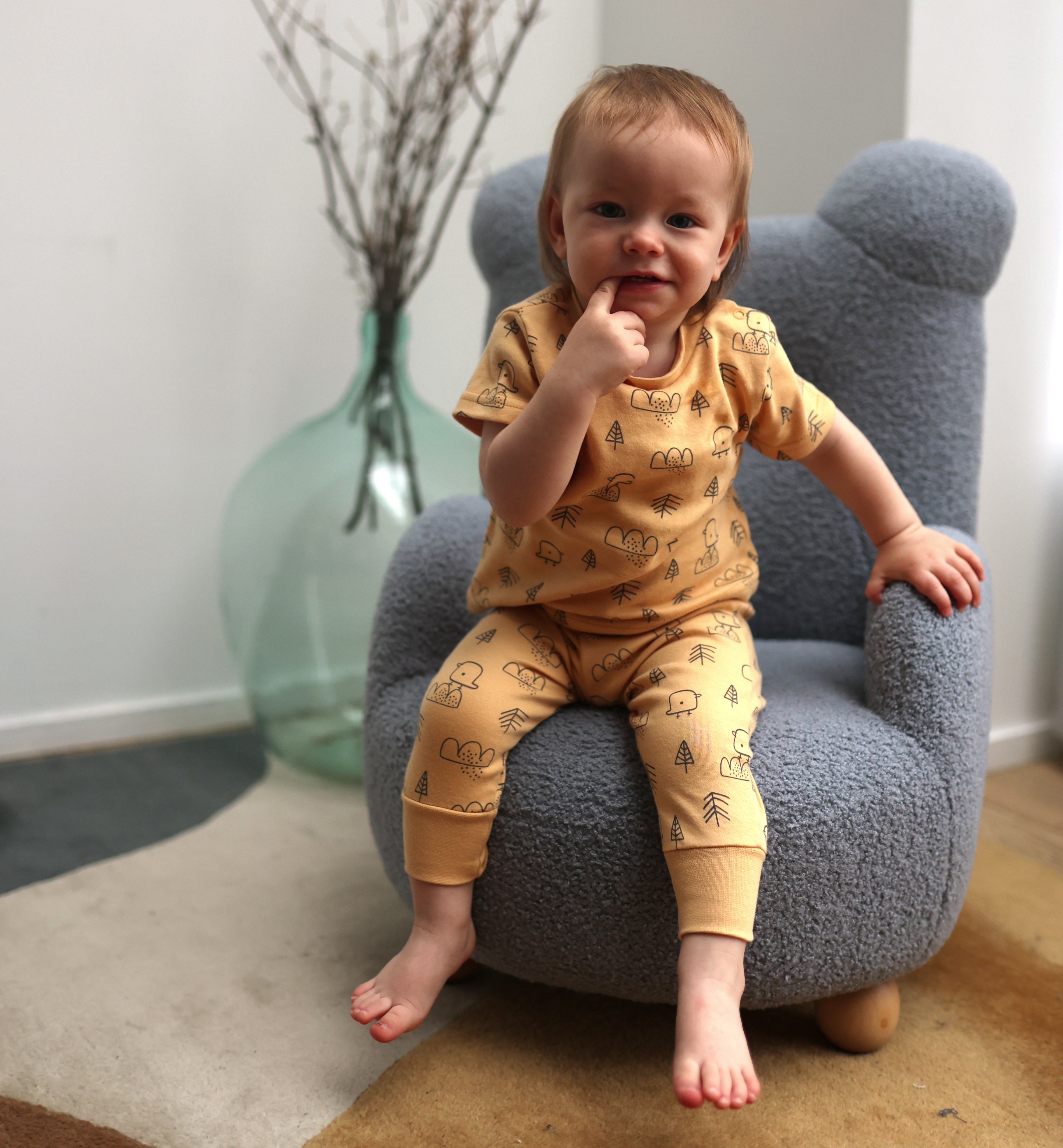 Футболка со штанишками MowBaby  Birds  Yellow 2-82 р.68