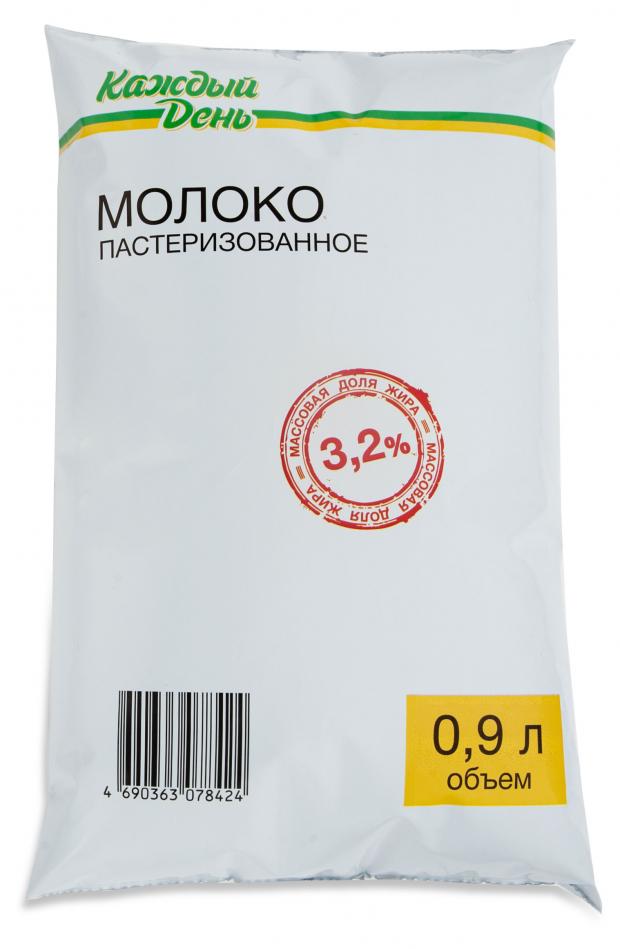 Молоко пастеризованное «Каждый день» питьевое 3,2% БЗМЖ, 900 мл