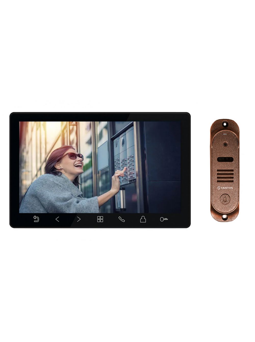 Комплект видеодомофона Tantos Prime HD SE (черный) и Stich HD (медь)