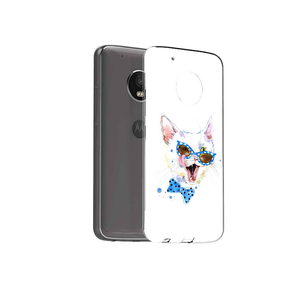 

Чехол MyPads Tocco для Motorola Moto G5 Plus белый кот (PT67401.338.229), Прозрачный, Tocco