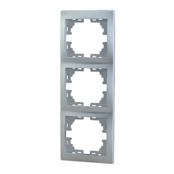 Рамка Lezard MIRA 701-1000-153 трехместная вертикальная металл серый