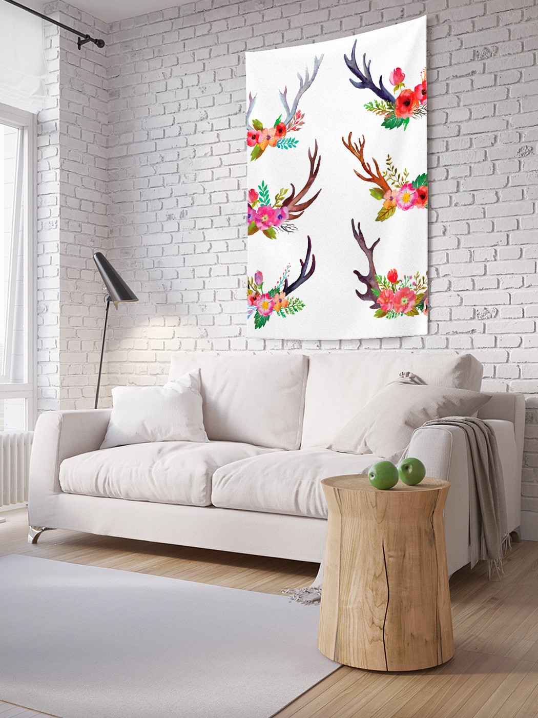 фото Вертикальное фотопанно на стену joyarty "цветочные рога", 150x200 см