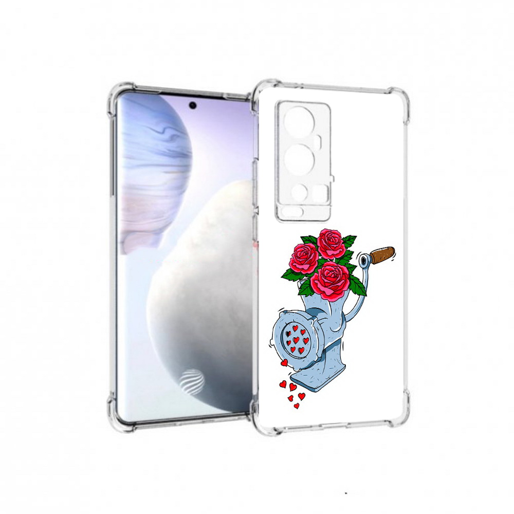 

Чехол MyPads Tocco для Vivo X60 Pro Plus Цветочные сердца, Прозрачный, Tocco