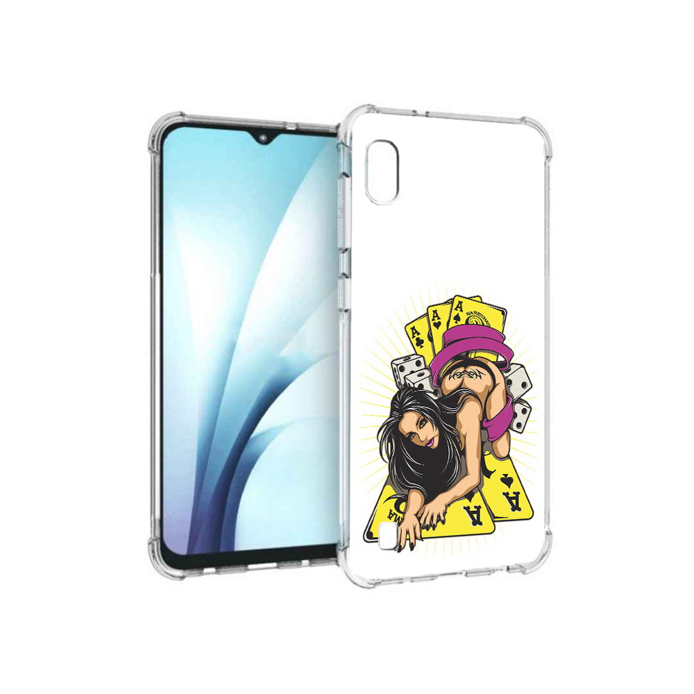 Чехол MyPads Tocco для Samsung Galaxy A10 нарисованная девушка с игровыми картами