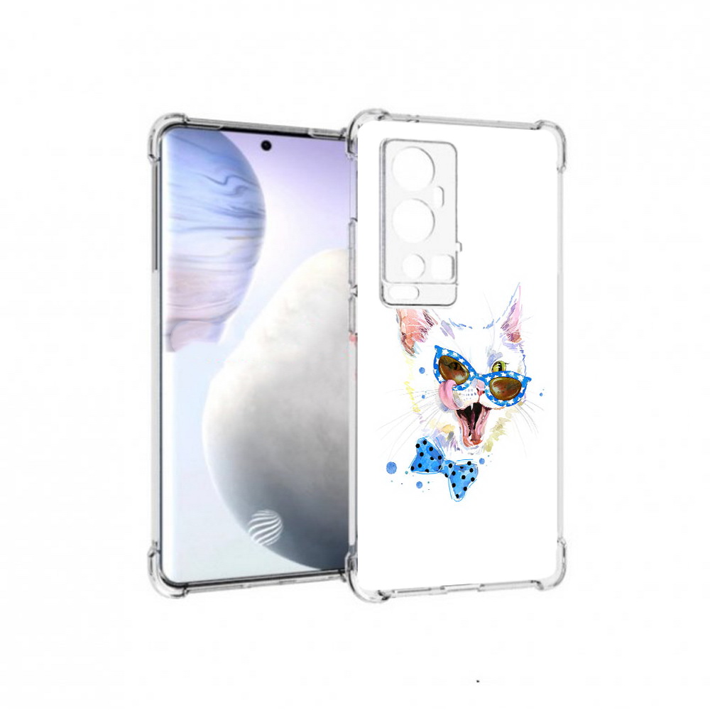 

Чехол MyPads Tocco для Vivo X60 Pro Plus белый кот, Прозрачный, Tocco
