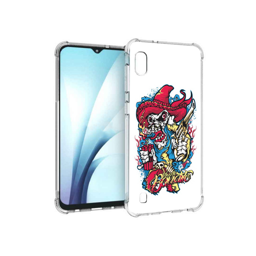 

Чехол MyPads Tocco для Samsung Galaxy A10 нарисованный скелет с писталетом, Прозрачный, Tocco