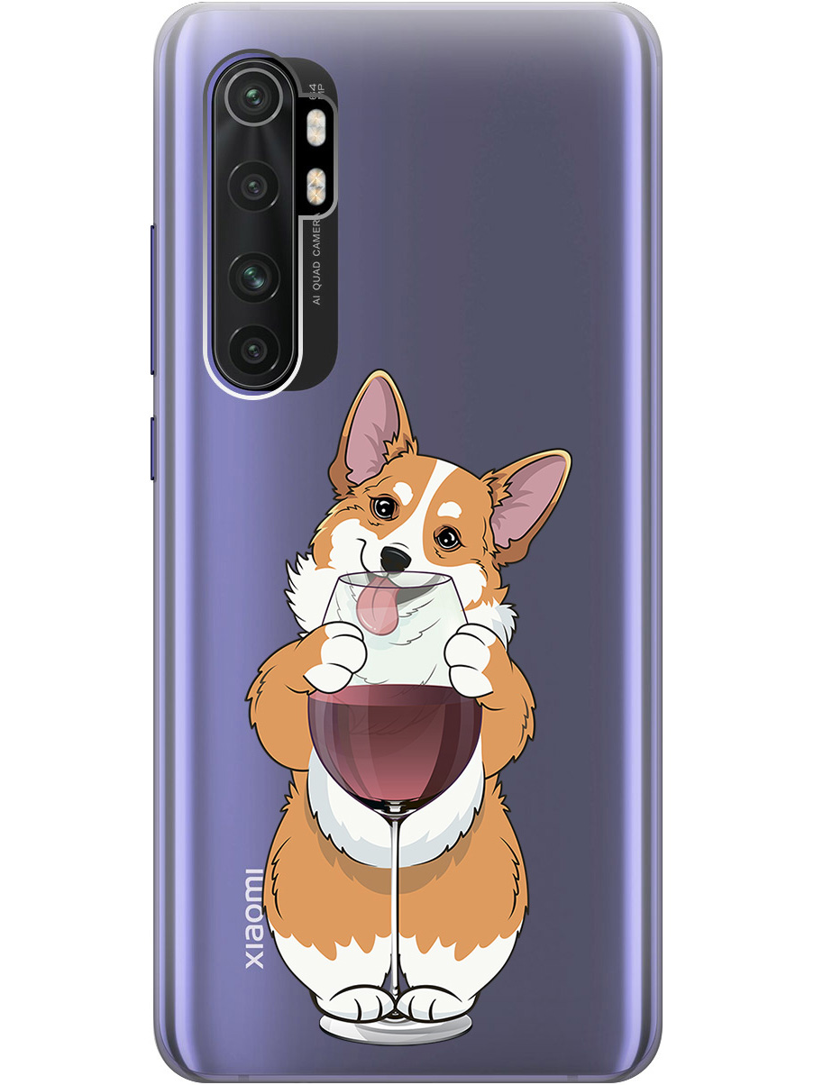 

Силиконовый чехол на Xiaomi Mi Note 10 Lite с принтом "Корги и бокал" прозрачный, Прозрачный;белый;бордовый, 723101261