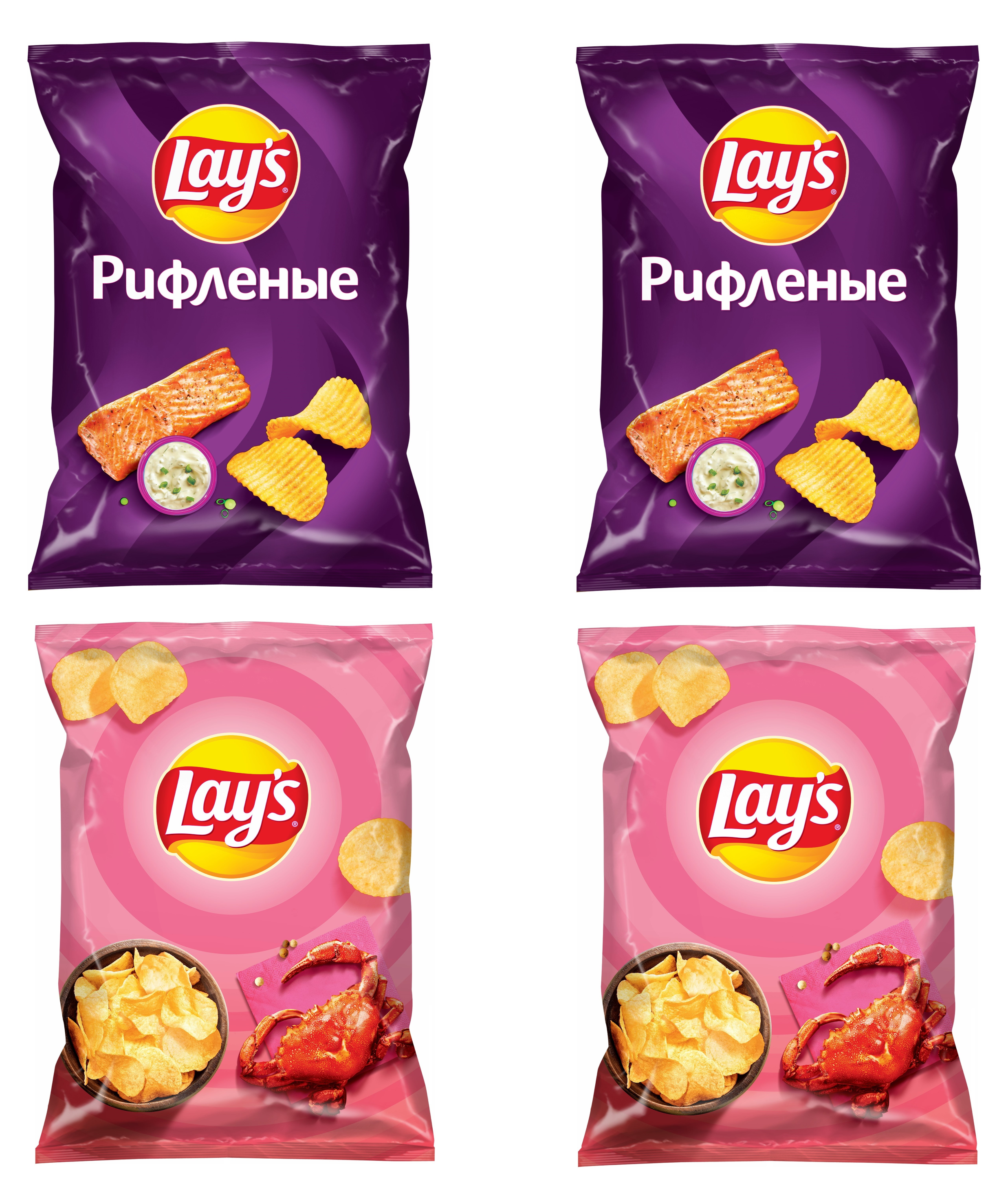 фото Чипсы картофельные lays ассорти краб и лосось по 2 шт, 140 г х 4 шт lay's