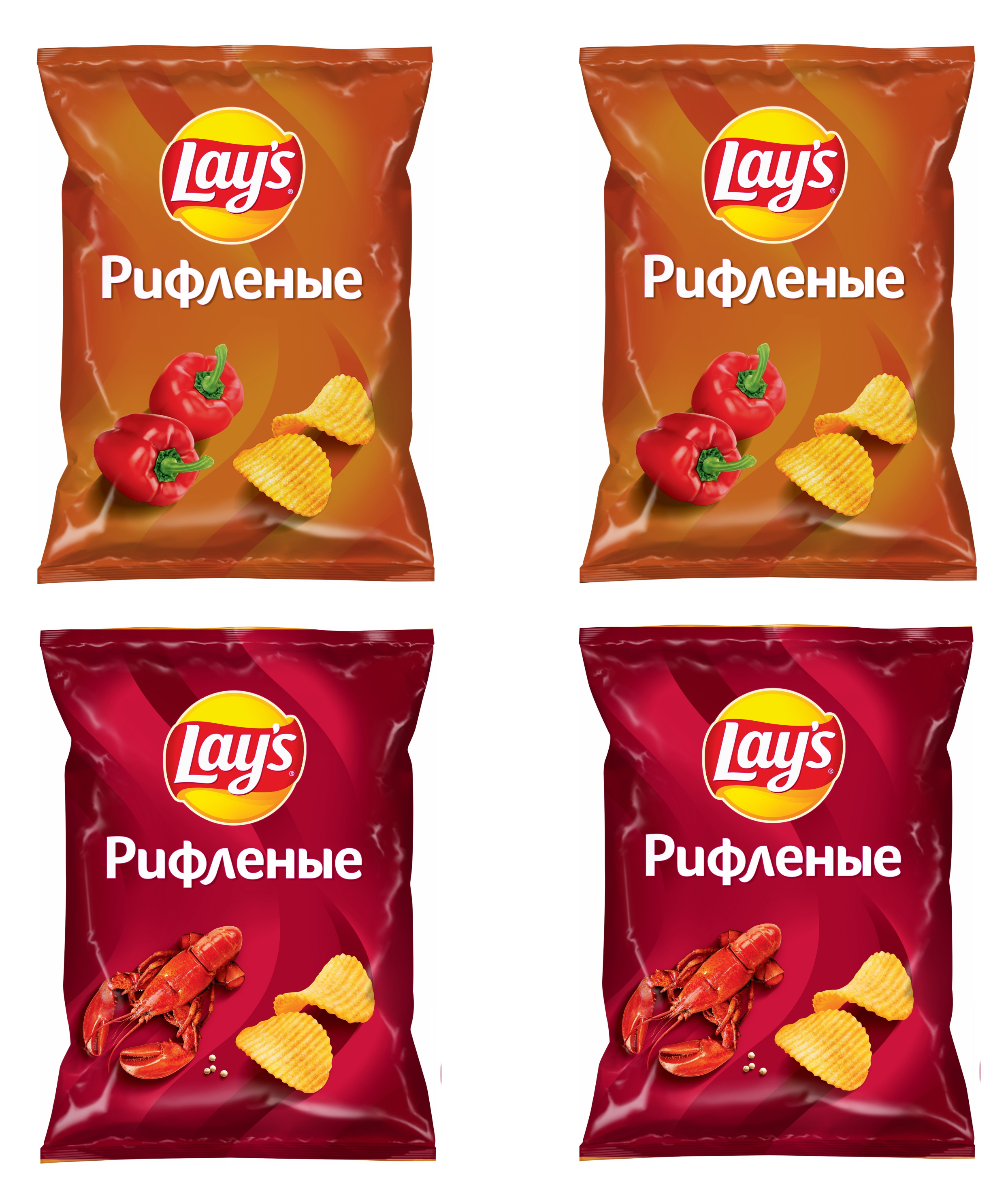 фото Чипсы картофельные lays, ассорти паприка и лобстер по 2 шт, 140г х 4шт lay's