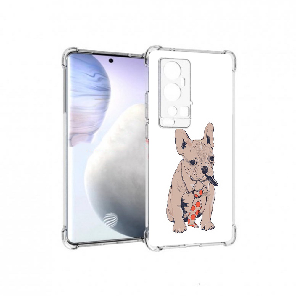 

Чехол MyPads Tocco для Vivo X60 Pro Plus бульдог с сигарой, Прозрачный, Tocco