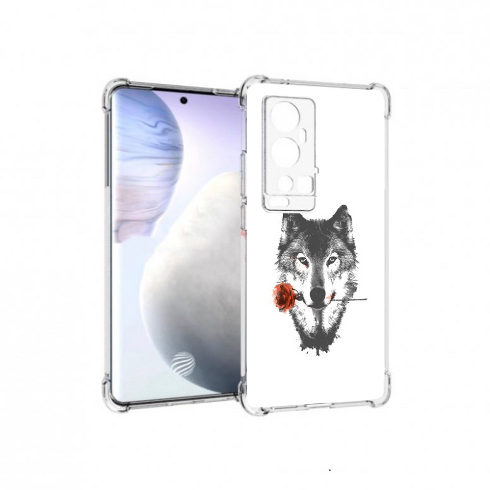 

Чехол MyPads Tocco для Vivo X60 Pro Plus волк с розой, Прозрачный, Tocco
