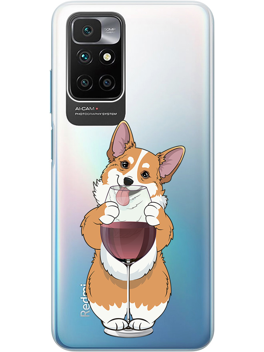 

Силиконовый чехол на Xiaomi Redmi 10 с принтом "Корги и бокал" прозрачный, Прозрачный;белый;бордовый, 731907161