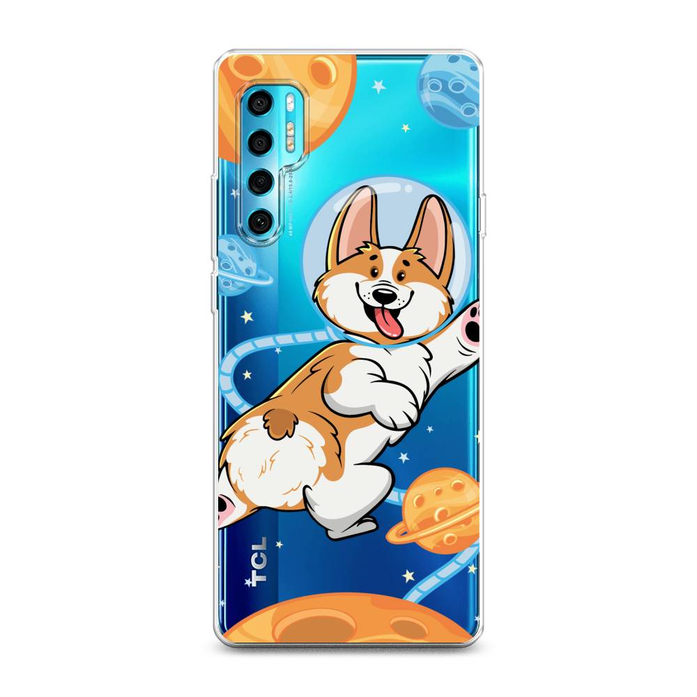

Чехол на TCL 20 Pro 5G "Корги-космонавт", Голубой;бежевый;белый, 290850-1