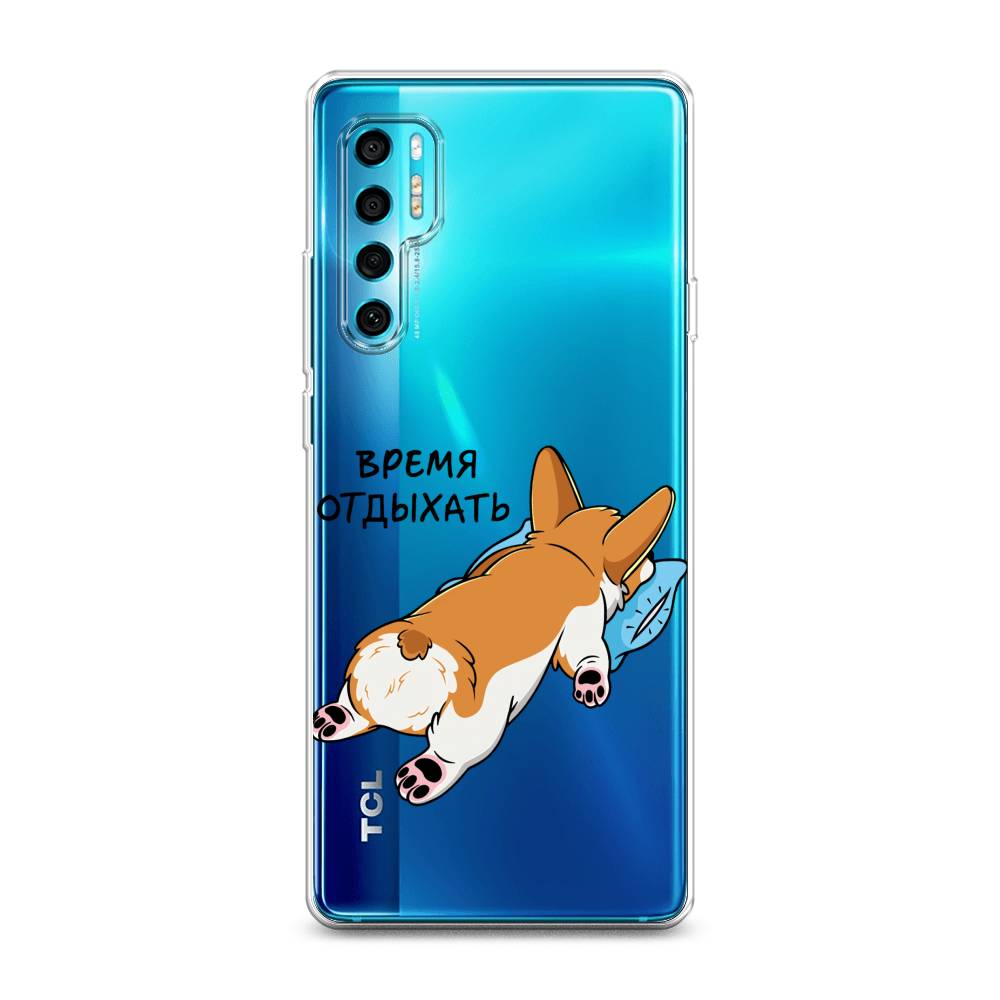 

Чехол на TCL 20 Pro 5G "Корги отдыхает", Черный;коричневый;голубой, 290850-1