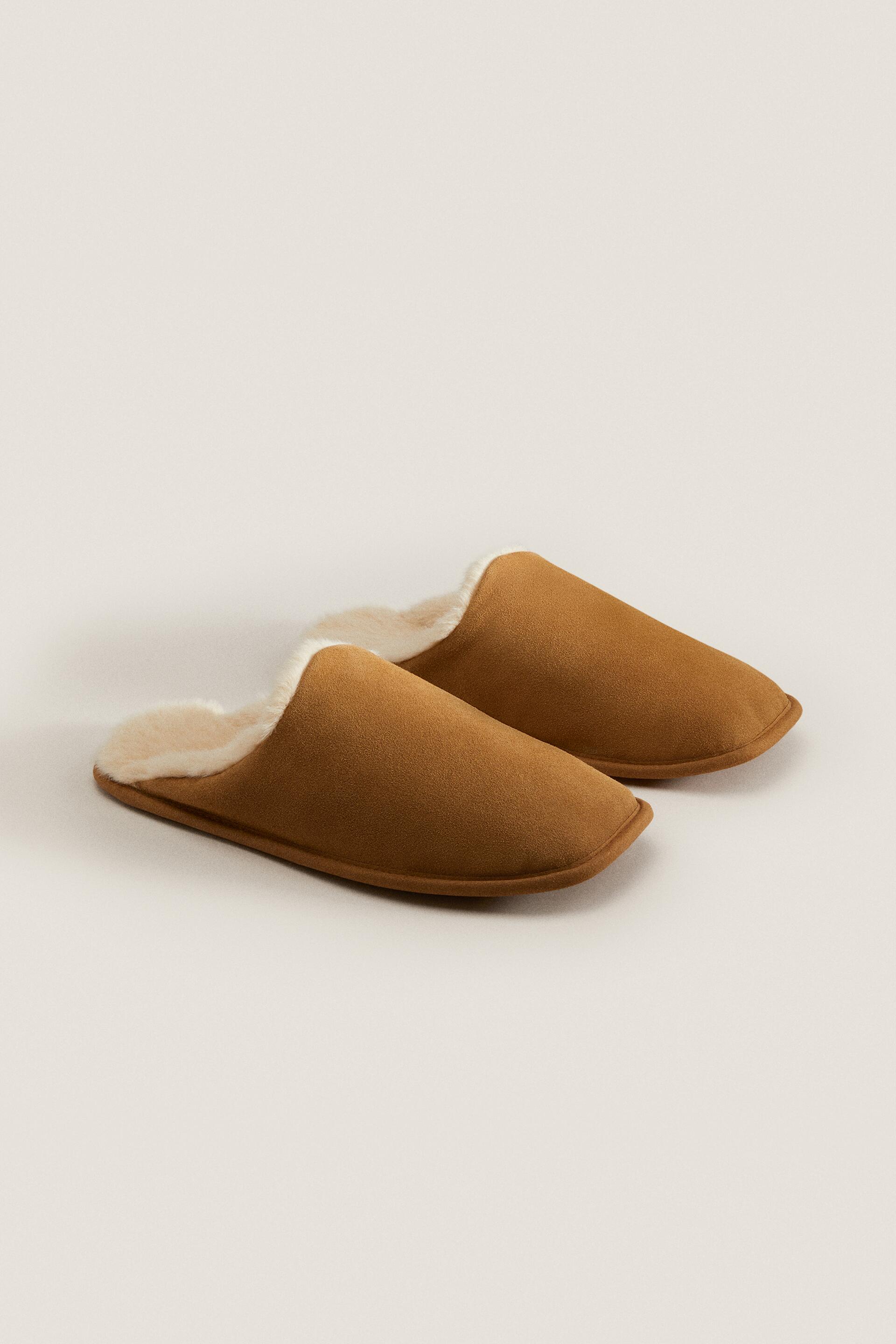 фото Тапочки мужские zara 229329 коричневые 42 ru (доставка из-за рубежа)