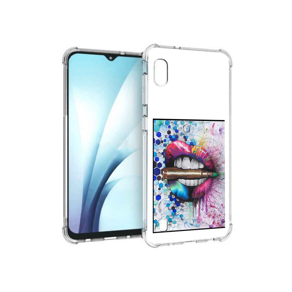 

Чехол MyPads Tocco для Samsung Galaxy A10 разноцветные губы с пулей (PT147645.531.571), Прозрачный, Tocco