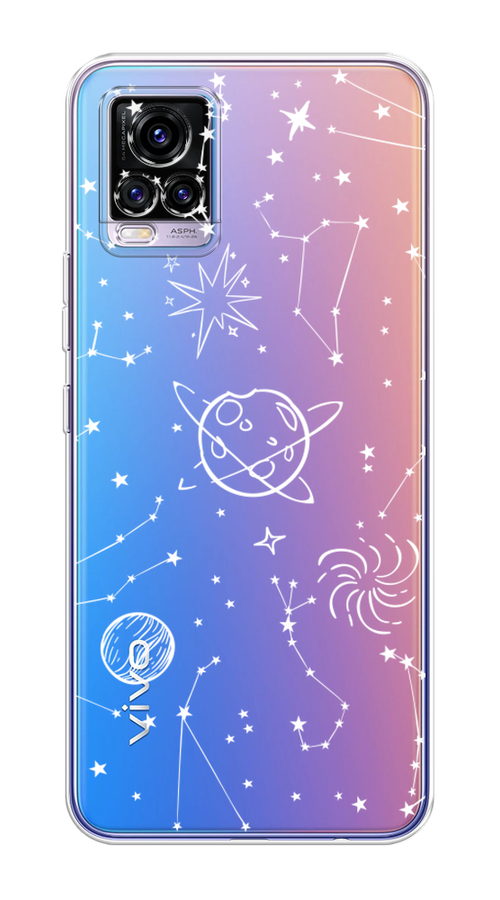 

Чехол на Vivo V20 "Планеты в космосе", Белый, 263350-2
