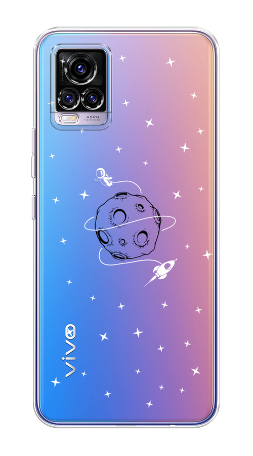 

Чехол на Vivo V20 "Полет вокруг луны", Белый;серый;черный, 263350-2