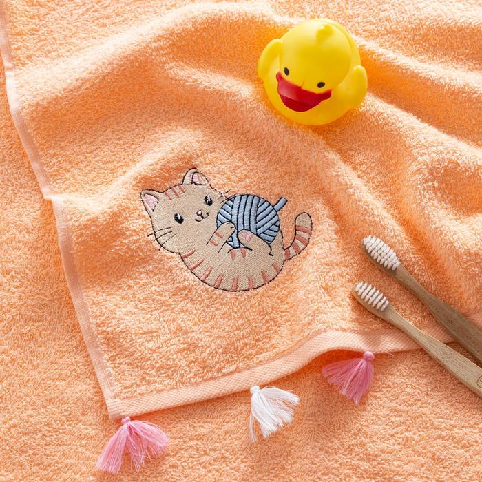 

Полотенце с кисточками Крошка Я «Котик» 50*90 см, цвет персиковый, 100% хлопок, 320 г/м2, Крошка Я: халаты и полотенца