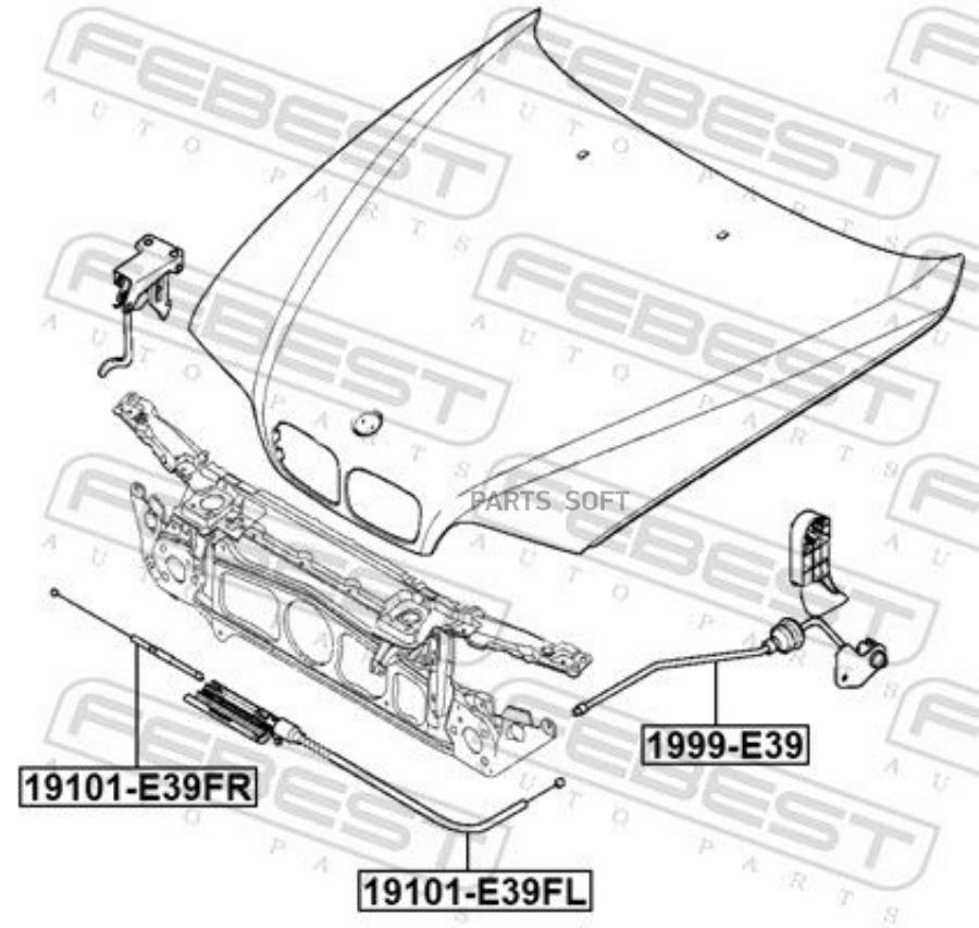 Трос Привода Открывания Замка Капота FEBEST 19101e39fl 2935₽