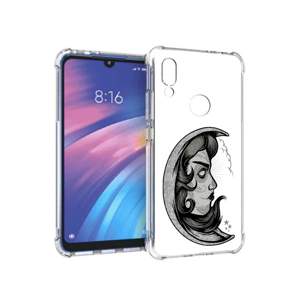 

Чехол MyPads Tocco для Xiaomi Redmi Y3 черно белая луна с лицом, Прозрачный, Tocco