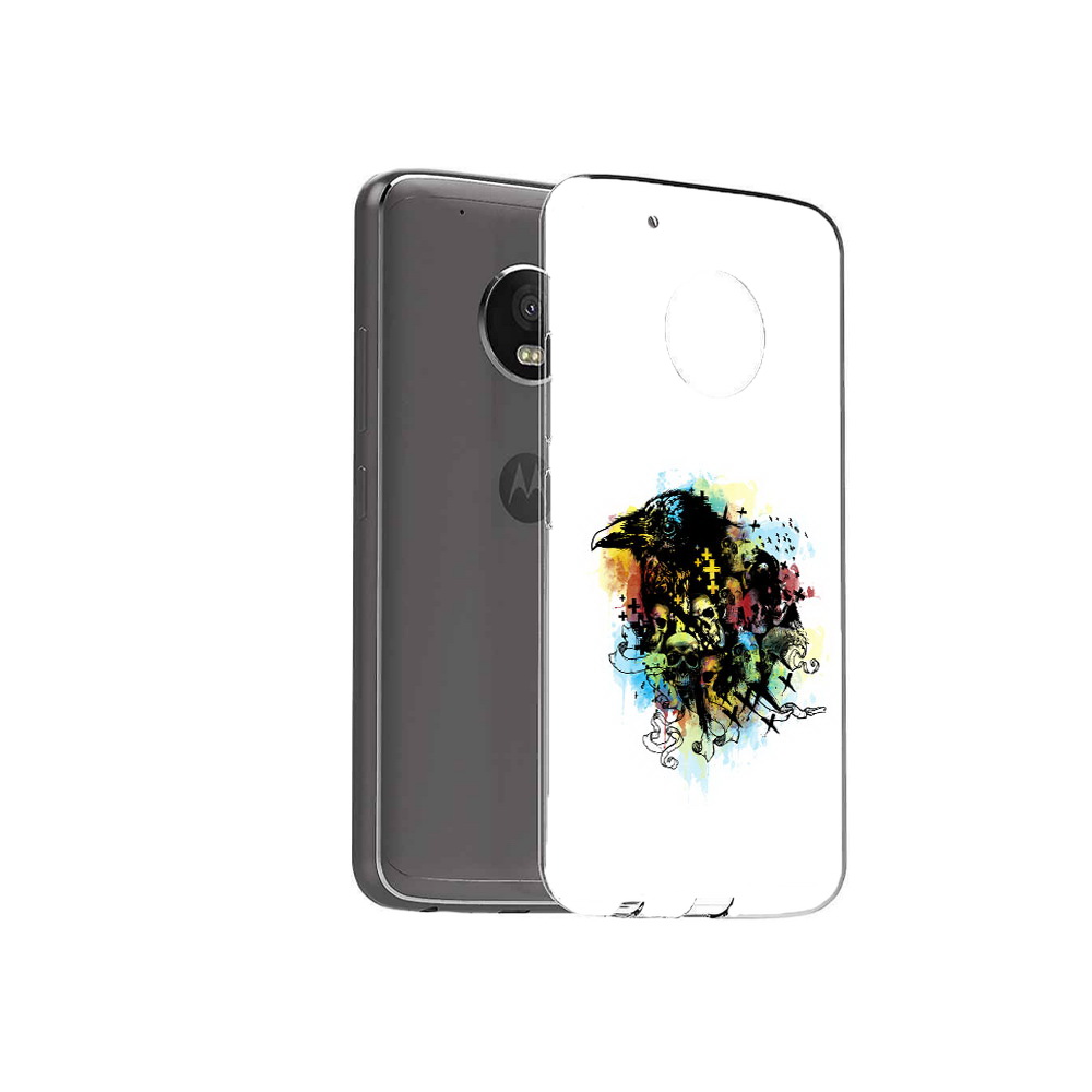 

Чехол MyPads Tocco для Motorola Moto G5 Plus ворон и черепа (PT67401.338.273), Прозрачный, Tocco