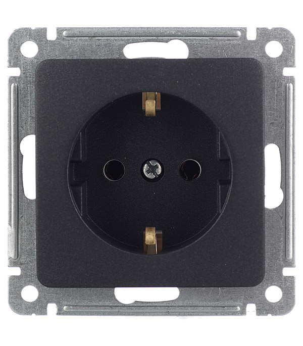 Розетка HEGEL Master РС16-411-08 скрытая установка черная с заземлением рамка для mini combo квадратная черная mini combo s1 bl