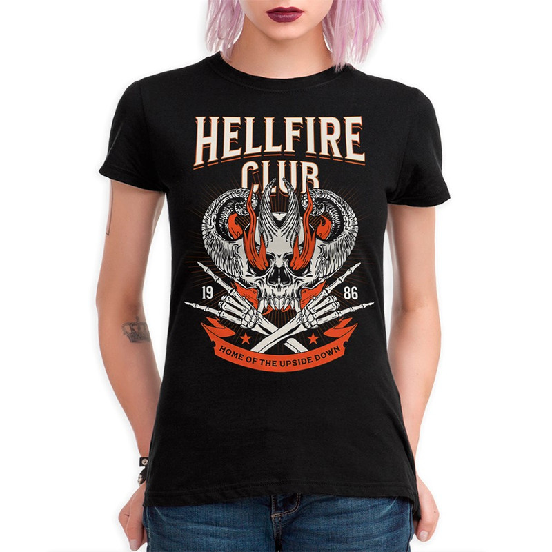 

Футболка женская DreamShirts Studio The Hellfire Club Очень странные дела 1 черная XS, Черный, The Hellfire Club Очень странные дела 1